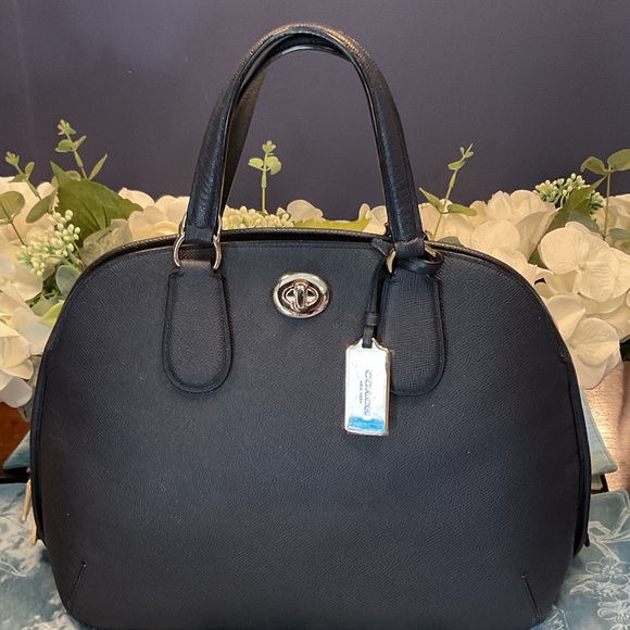 Coach Navy Leather Satchel - Picture 1 of 16